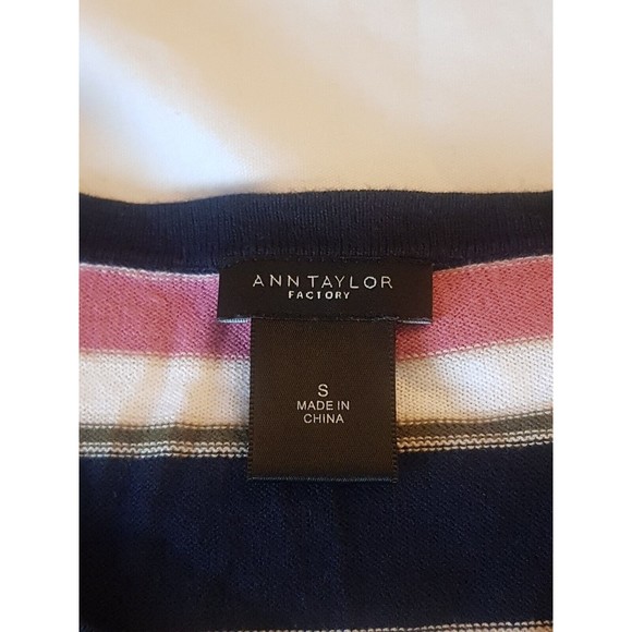 Ann Taylor Womens Cardigan Sweater Size Small Button down Striped Classiccore - Picture 8 of 12